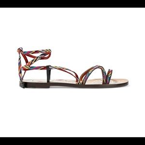 VALENTINO GARAVANI Lace-up embroidered woven sandals